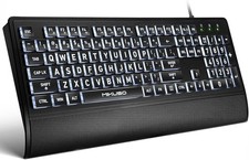 Mikuso 104-Key Large Font Wired Thru-Lit (TM) Keyboard w/ Wrist Rest & Silicone picture