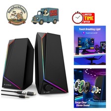 Multi-Compatibility Black Computer Speakers with Long Cable and Headphone Jack picture