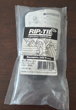 Rip-Tie Lite 1/2in x 8in - 4 Rolls of 10 - Black,  Y-08-XRL-BK picture