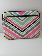 Studio C Quilted Padded Laptop Sleeve PINK BLACK  14x10 Case MULTI  STRIPES picture