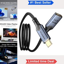 USB C Extension Cable 3.3ft Male to Female 240W 80Gbps 16K 8K Video Display picture