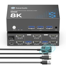 8K @ 60Hz Dual KVM Switch For 2 Computers Sharing 2 Monitors With EDID Adaptive picture