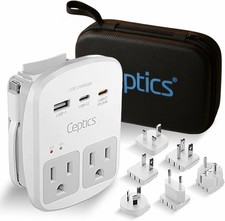 35W Universal Travel Adapter Kit – 2 USA Sockets, USB-A, USBC, 1X PD 35W USB-C picture