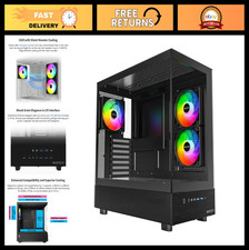 XR Panoramic High Airflow ATX PC Case, 3 ARGB PWM Fans, Black picture