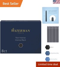 Elegant 8 Pack Permanent Black Ink Cartridges for Fountain Pens - Gift Boxed picture