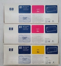 LOT OF 3 HP INK CARTRIDGE 81 2X MAGENTA C4932C / 1X YELLOW C4933A - Expired picture
