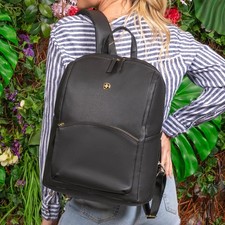 SwissGear Serenity Luxe Black Faux Leather Laptop Backpack - Small Fits 13