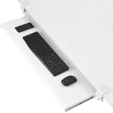 VIVO White Extra Long Clamp-on Computer Keyboard and Mouse Under Desk Slide Tray picture