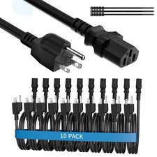 10 Pack 2 FT Computer TV Monitor Replacement Power Cord 3Prong AC Cable picture
