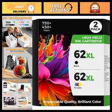 62XL Ink Cartridges Compatible for HP - Black & Color High Yield Replacement picture