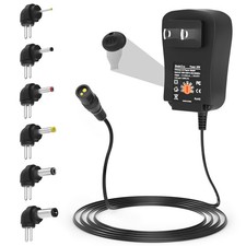 Universal 30W AC DC Adapter Charger, Adjustable 3V-12V, USB Port, 6 Tips for LED picture