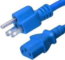 20 PACK LOT 1ft 5-15P - C13 Blue Power Cord 14AWG 10A/1250W 125V 3-Prong 0.3M picture