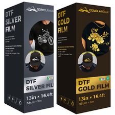 QOMOLANGMA 13in x 16.4ft DTF Gold / Silver Foil Film Roll,Cold Peel DTF FILM picture