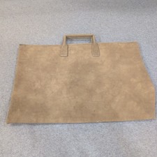 Tan Faux Suede Zippered Portfolio Document Bag with Top Handle picture