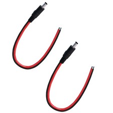 DC Power Pigtail Cable 14AWG 12V 5.5x2.1mm Male Plug Bare Wire 11.8in 2 PCS picture