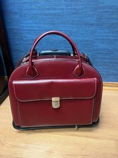McKlein Roseville Red Rolling Briefcase Detachable Wheel Top Grain Leather clean picture