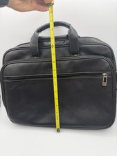 Heritage Genuine Leather Briefcase Laptop Bag Black Double Zip Business Work picture