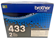 NEW GENUINE - BROTHER TN433BK 2-PACK BLACK TONER - TN433 2PK - SEALED NIB picture