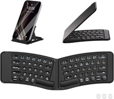 Foldable Bluetooth Keyboard Ergonomic Split USB C 3 Device Wireless Travel Black picture
