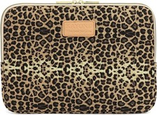 KY-03 Canvas Fabric Sleeve for 14.1 Inch Laptops - Brown Leopard Print picture