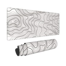 Gaming Mouse Pad, Large White Topographic Mousepad Laptop, Extended Mouse Mat... picture