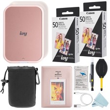 Canon IVY 2 Mini Smartphone Photo Printer Blush Pink+ 100 Sheet Accessory Bundle picture