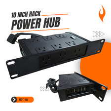 1U 10-Inch Rack Mount Power Hub 6/12 Outlet PDU with USB-A & USB-C Ports Homelab picture