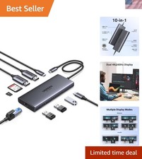 Compact 10-in-1 USB C Dock for Dual Monitors - 100W Charging & Ethernet picture