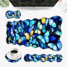 Desk Mat Mouse Pad Wrist Rest 4in1 Large Ergonomic Gaming Keyboard Butterfly picture