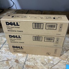 LOT OF 3 Dell 3000cn 3100cn Toner Cartridge OEM NEW MAGENTA picture