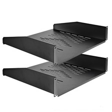 RIVECO 2 PCS 2U Rack Shelves 14 Inch Depth, Mount Vented 14 Inch, Black  picture