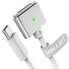 Hugener Magnetic 3 Cable USB-C 6.6FT for MacBook Air Pro 140W New White picture