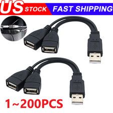 USB 2.0 A Male To 2 Dual USB Female Jack Y Splitter Hub Power Adapter Cable Lot picture