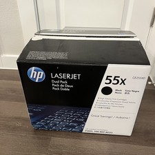 NEW Genuine HP 55X Black Toner Dual Pack CE255XD OEM New High Yield 2-Pack picture