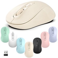 Beige Silent Portable Wireless Mouse 4 Buttons Adjustable 800/1200/1600 DPI picture