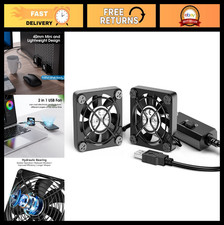 Dual 40mm USB Mini Fan - 3 Speed Adjustable, Quiet Cooling for PC, Xbox, TV Box picture