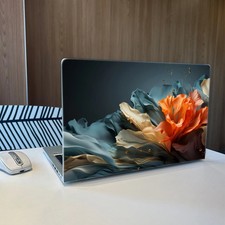 Elegant 3D Silk Flower Art Laptop Skin Gradient Floral Removable Notebook Decal picture