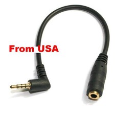 5PCS  12inch 4Pole 3.5mm Male Right Angle to 3.5mm Female Stereo Headphone Cable picture