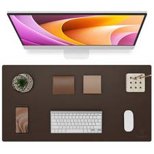 1 PCS Brown 31.5x15.7 Inch PU Leather NonSlip Mouse Keyboard Desk Pad Mat picture