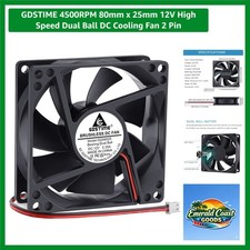 4500RPM 80mm x 25mm 12V High Speed Dual Ball DC Cooling Fan 2 Pin picture