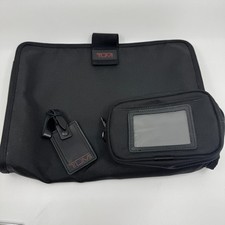 3x TUMI Black Ballistic Nylon Padded Laptop Sleeve Zip Pouch ID Luggage Tag Set picture