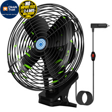 Ultra-Quiet Portable Car Fan, 8 Inch clip-on Cigarette 8