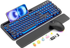 Teclado y Ratón Inalámbricos Retro Retroiluminados con Reposamuñecas Magnético picture