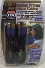 Stratitec Premium USB Printer & Device Cables 2 Pack 6.5 ft picture