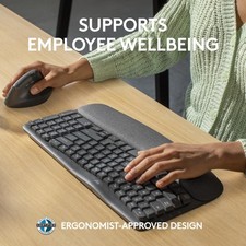 Logitech Wave Keys for Business Wireless Ergonomic Keyboard with Cushioned Palm picture
