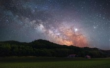 Landscape milky way night long exposure japan field Custom Gaming Mat Desk picture