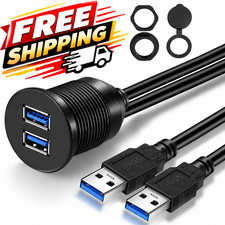 Double Port USB 3.0 Car Mount Flush Cable Dashboard Panel with LED | USB3.0 Male picture