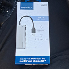 Insignia 4-Port USB 3.0 Hub/Splitter Box 1:4 Portable Plug and Play picture