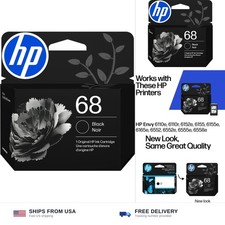 HP 68 Black Ink Cartridge | Works with Envy 6100e, 6500e Series | 7FP21TN picture