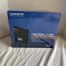 LINKSYS CISCO CM100 CABLE MODEM USB AND INTERNET CONNECTIONS NEW SEALED BOX picture